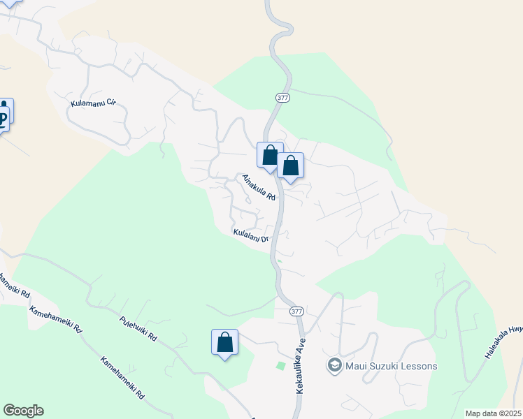 map of restaurants, bars, coffee shops, grocery stores, and more near 111 Kulalani Circle in Kula