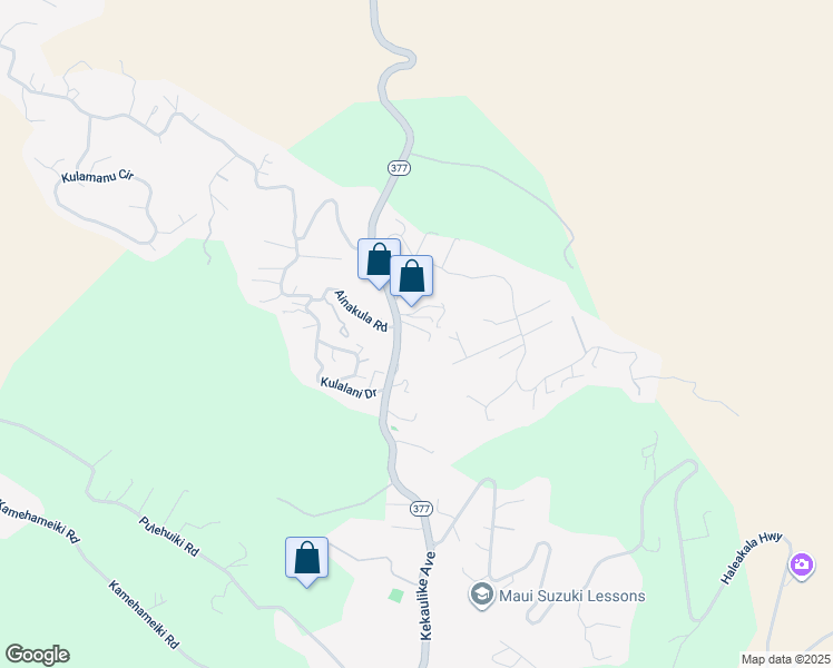 map of restaurants, bars, coffee shops, grocery stores, and more near Haleakala Highway in Maui County