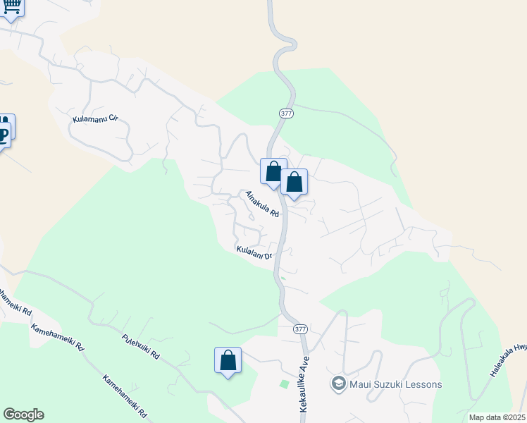 map of restaurants, bars, coffee shops, grocery stores, and more near 426 Ainakula Road in Kula