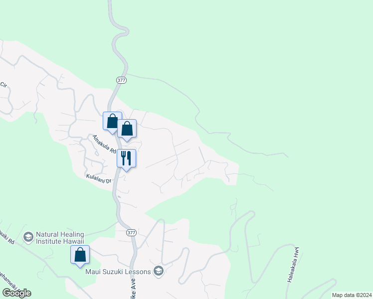 map of restaurants, bars, coffee shops, grocery stores, and more near 712 Upper Kimo Drive in Kula
