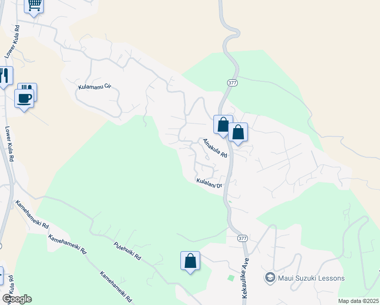 map of restaurants, bars, coffee shops, grocery stores, and more near 52 Anuenue Place in Kula