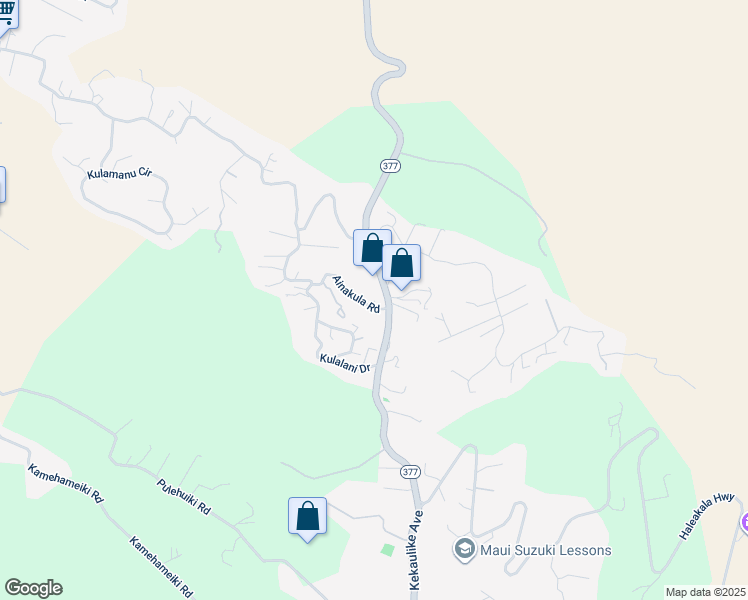map of restaurants, bars, coffee shops, grocery stores, and more near 447 Ainakula Road in Kula