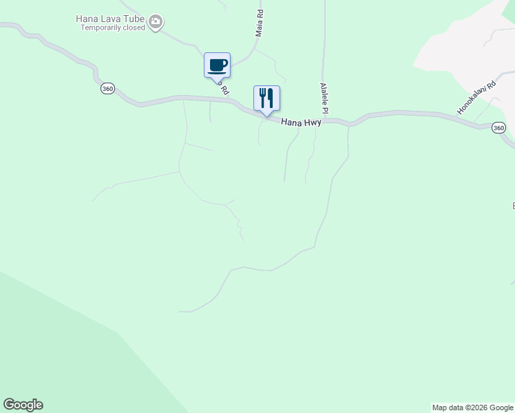 map of restaurants, bars, coffee shops, grocery stores, and more near 290 Kalo Road in Hana