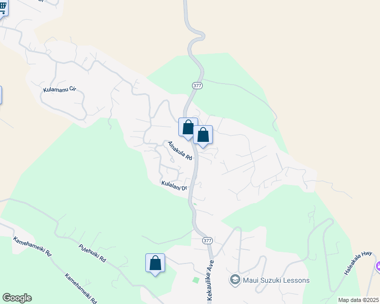 map of restaurants, bars, coffee shops, grocery stores, and more near 447 Ainakula Road in Kula