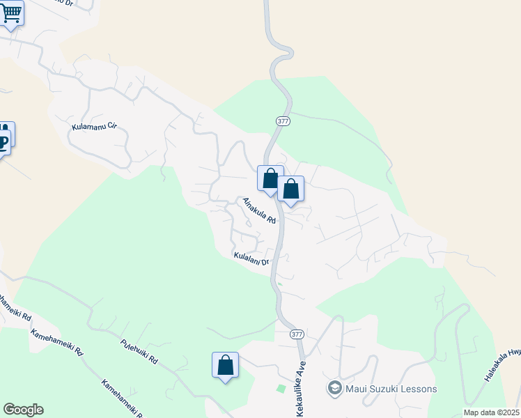 map of restaurants, bars, coffee shops, grocery stores, and more near 317 Ainakula Road in Kula