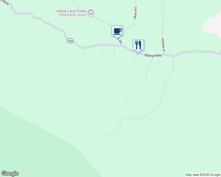 map of restaurants, bars, coffee shops, grocery stores, and more near 290 Kalo Road in Hana