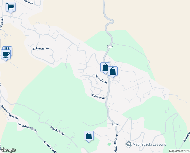 map of restaurants, bars, coffee shops, grocery stores, and more near 320 Ainakula Road in Kula