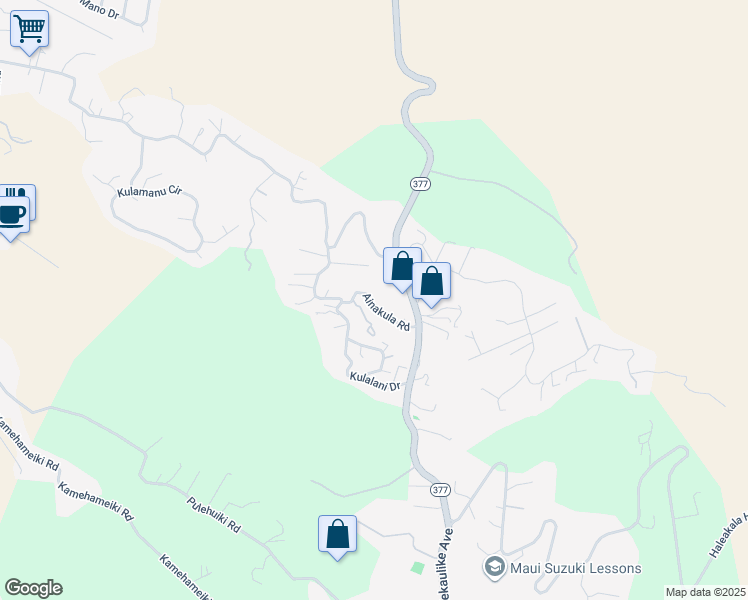 map of restaurants, bars, coffee shops, grocery stores, and more near 339 Ainakula Road in Kula