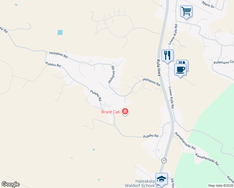 map of restaurants, bars, coffee shops, grocery stores, and more near 497 Holopuni Road in Kula