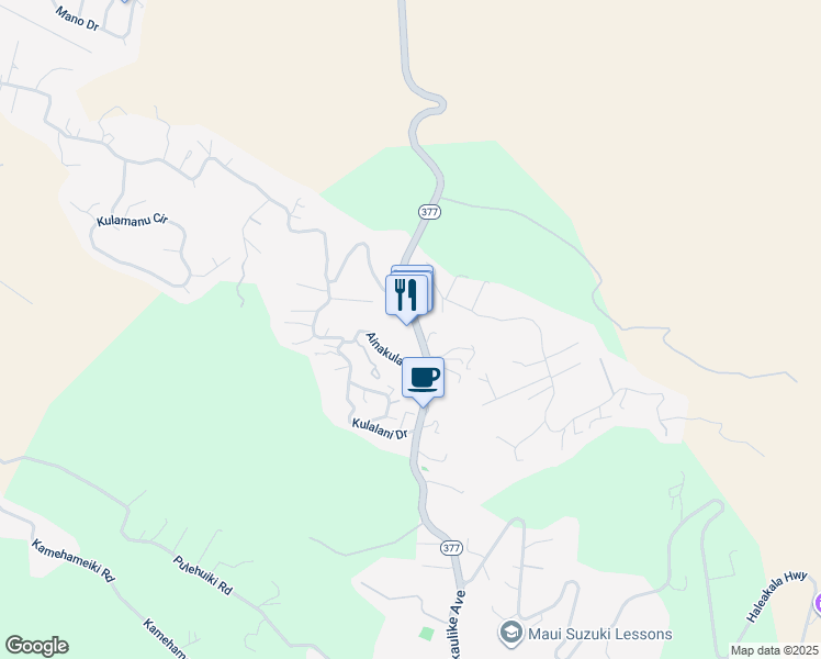 map of restaurants, bars, coffee shops, grocery stores, and more near 15200 Haleakala Highway in Kula