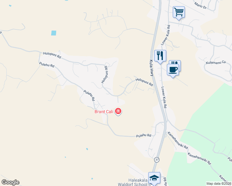 map of restaurants, bars, coffee shops, grocery stores, and more near 497 Holopuni Road in Kula