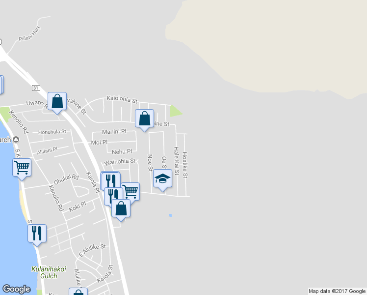map of restaurants, bars, coffee shops, grocery stores, and more near 230 Hoalike Street in Kihei