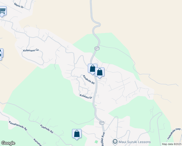 map of restaurants, bars, coffee shops, grocery stores, and more near 15200 Haleakala Highway in Kula