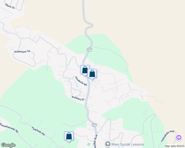 map of restaurants, bars, coffee shops, grocery stores, and more near 154 Upper Kimo Drive in Kula
