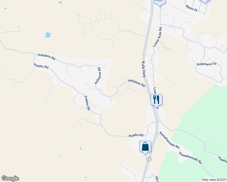 map of restaurants, bars, coffee shops, grocery stores, and more near 358 Holopuni Road in Kula