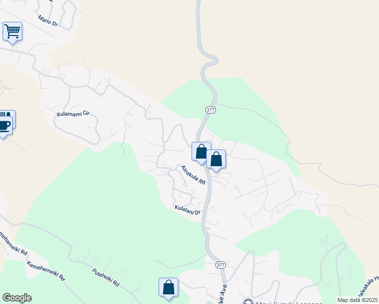 map of restaurants, bars, coffee shops, grocery stores, and more near 806 Kukia Place in Kula