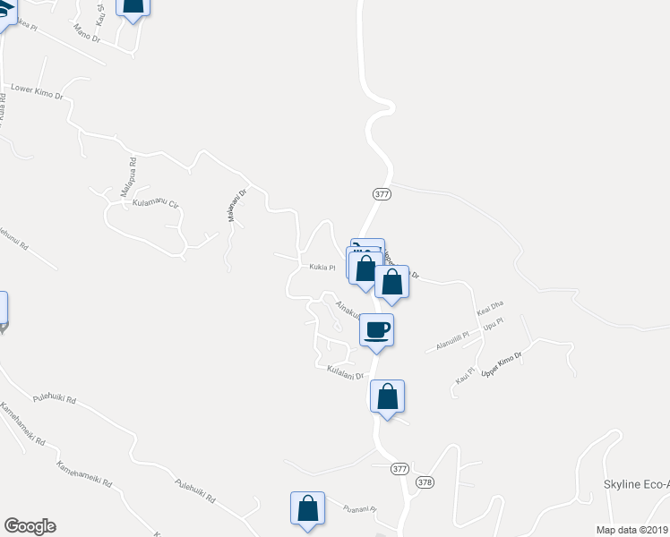 map of restaurants, bars, coffee shops, grocery stores, and more near 806 Kukia Place in Kula