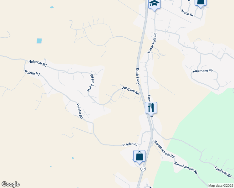 map of restaurants, bars, coffee shops, grocery stores, and more near 207 Holopuni Road in Kula