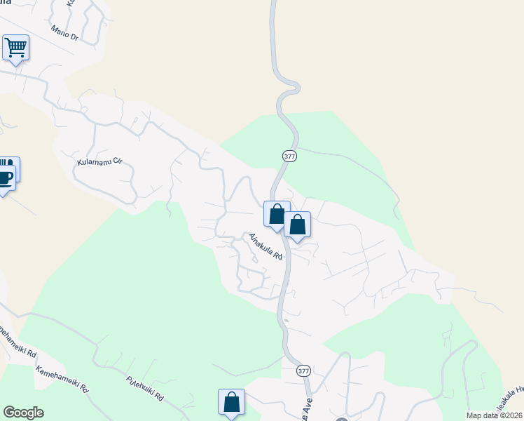 map of restaurants, bars, coffee shops, grocery stores, and more near 1568 Lower Kimo Drive in Kula