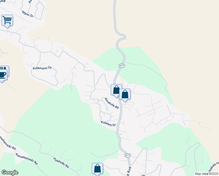 map of restaurants, bars, coffee shops, grocery stores, and more near 1568 Lower Kimo Drive in Kula