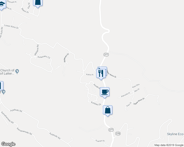 map of restaurants, bars, coffee shops, grocery stores, and more near 803 Kukia Place in Kula
