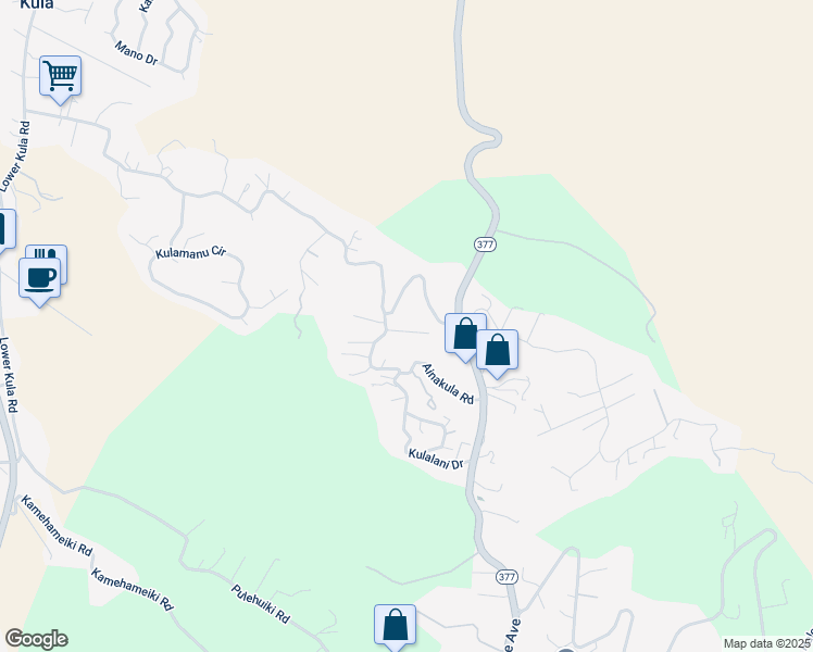 map of restaurants, bars, coffee shops, grocery stores, and more near 799 Kukia Place in Kula