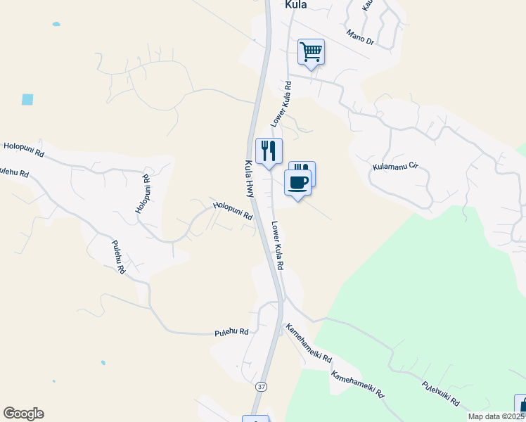 map of restaurants, bars, coffee shops, grocery stores, and more near 103 Likeke Place in Kula