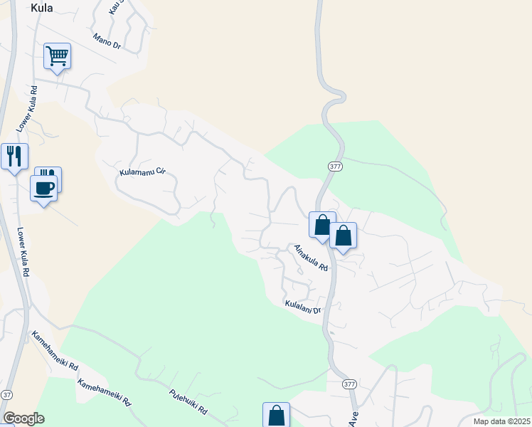 map of restaurants, bars, coffee shops, grocery stores, and more near 8 Huina Place in Kula