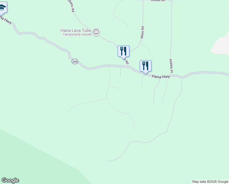 map of restaurants, bars, coffee shops, grocery stores, and more near 135 Kalo Road in Hana