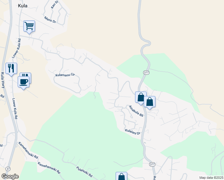 map of restaurants, bars, coffee shops, grocery stores, and more near 24 Huina Place in Kula