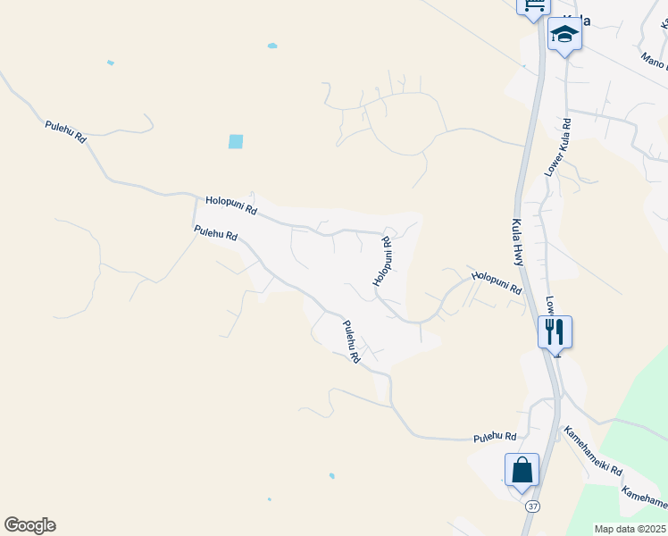 map of restaurants, bars, coffee shops, grocery stores, and more near 24 Ohelo Place in Kula
