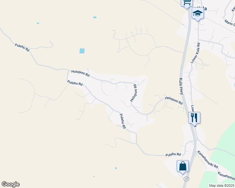 map of restaurants, bars, coffee shops, grocery stores, and more near 24 Ohelo Place in Kula