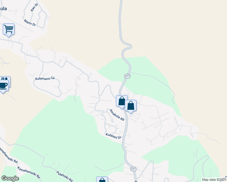 map of restaurants, bars, coffee shops, grocery stores, and more near 1495 Lower Kimo Drive in Kula