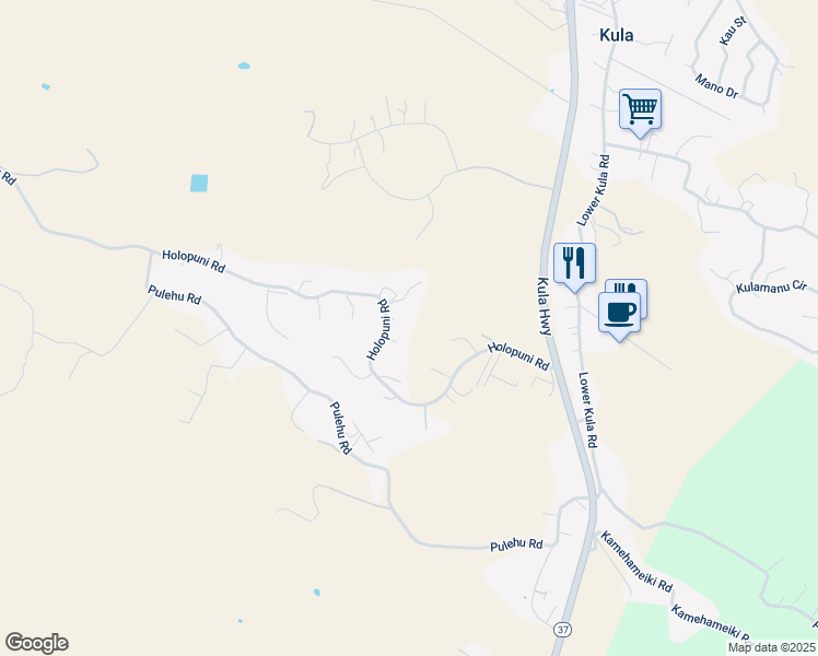 map of restaurants, bars, coffee shops, grocery stores, and more near 720 Holopuni Road in Kula