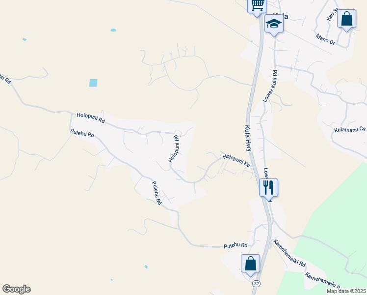 map of restaurants, bars, coffee shops, grocery stores, and more near 718 Holopuni Road in Kula