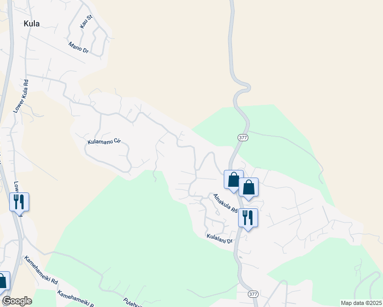 map of restaurants, bars, coffee shops, grocery stores, and more near 1168 Lower Kimo Drive in Kula