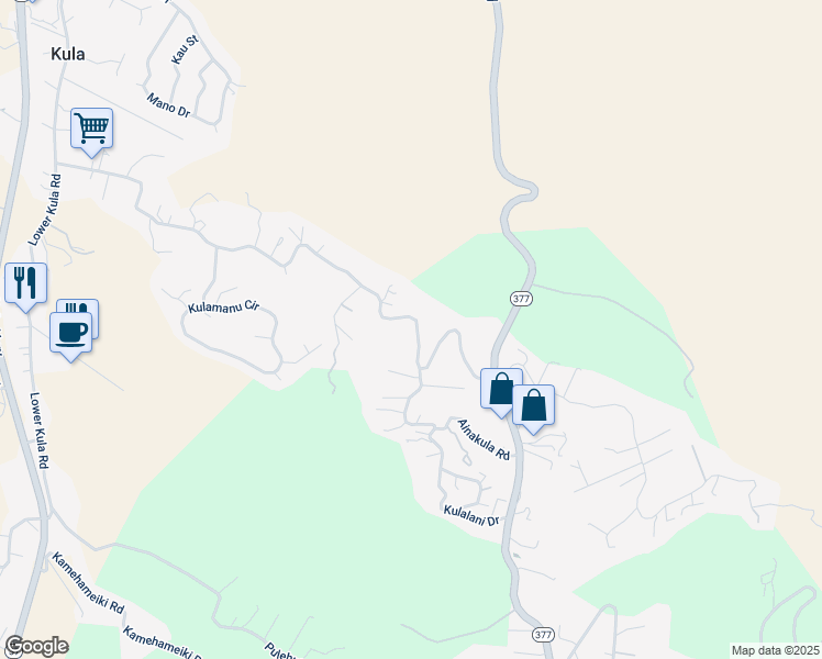 map of restaurants, bars, coffee shops, grocery stores, and more near 1168 Lower Kimo Drive in Kula