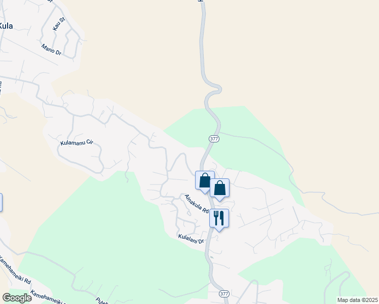 map of restaurants, bars, coffee shops, grocery stores, and more near 14-830 Haleakala Highway in Kula
