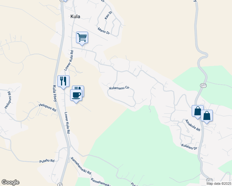 map of restaurants, bars, coffee shops, grocery stores, and more near 100 Malapua Place in Kula