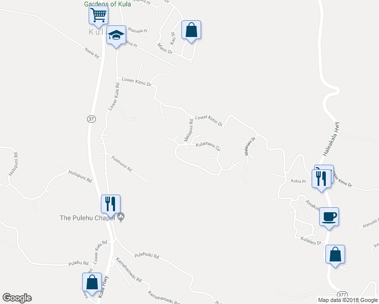 map of restaurants, bars, coffee shops, grocery stores, and more near 100 Malapua Place in Kula