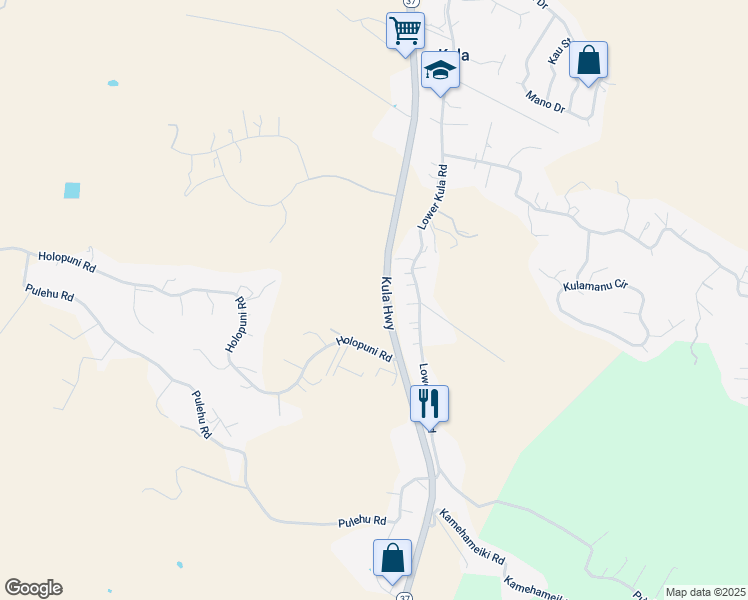map of restaurants, bars, coffee shops, grocery stores, and more near 126 Kula Io Road in Kula