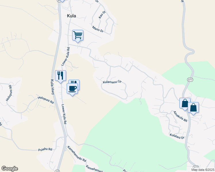 map of restaurants, bars, coffee shops, grocery stores, and more near 96 Malapua Place in Kula