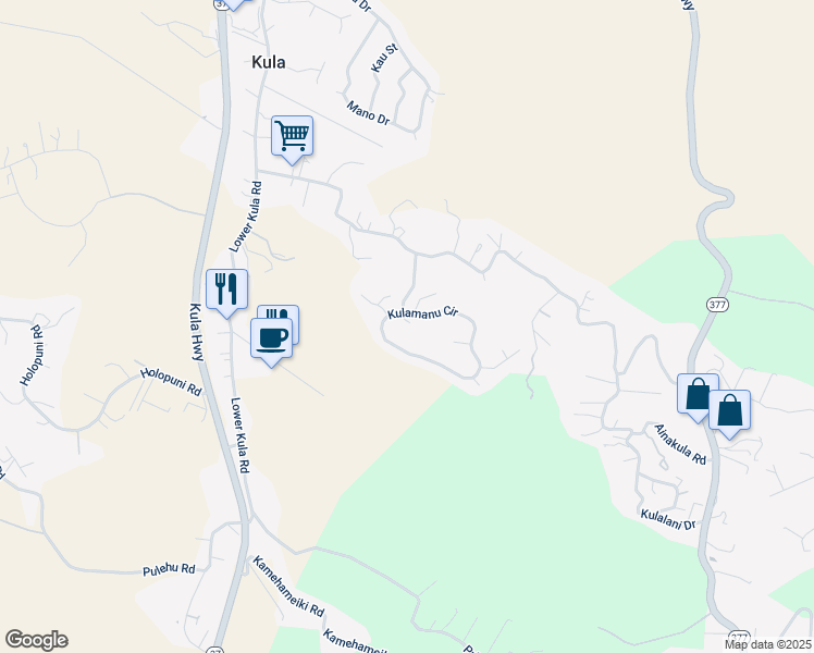 map of restaurants, bars, coffee shops, grocery stores, and more near 96 Malapua Place in Kula