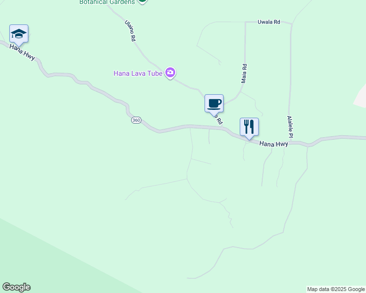 map of restaurants, bars, coffee shops, grocery stores, and more near 60 Kalo Road in Hana