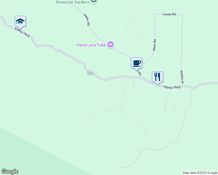 map of restaurants, bars, coffee shops, grocery stores, and more near 2660 Hana Highway in Hana