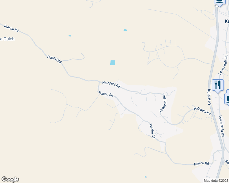 map of restaurants, bars, coffee shops, grocery stores, and more near 1198 Pulehu Road in Kula