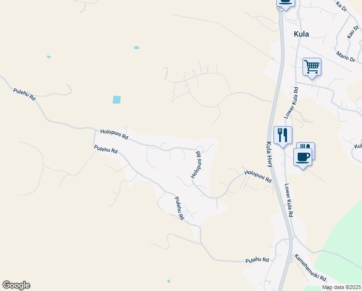 map of restaurants, bars, coffee shops, grocery stores, and more near 890 Holopuni Road in Kula