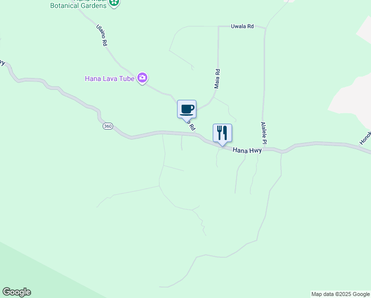 map of restaurants, bars, coffee shops, grocery stores, and more near 2800 Hana Highway in Hana