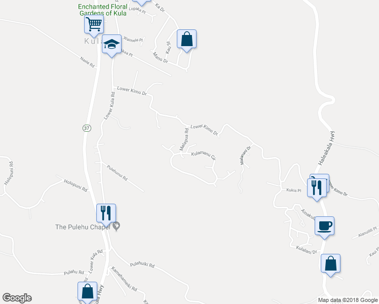 map of restaurants, bars, coffee shops, grocery stores, and more near 22 Uau Place in Kula