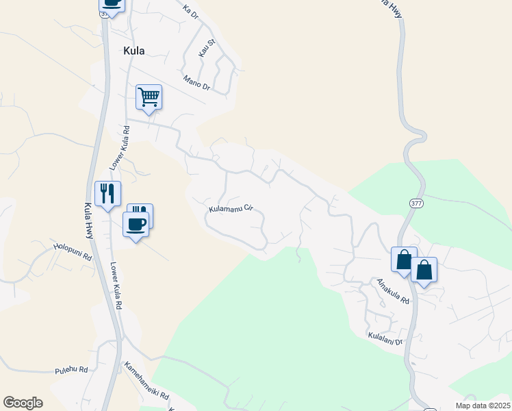 map of restaurants, bars, coffee shops, grocery stores, and more near 79 Kulamanu Circle in Kula